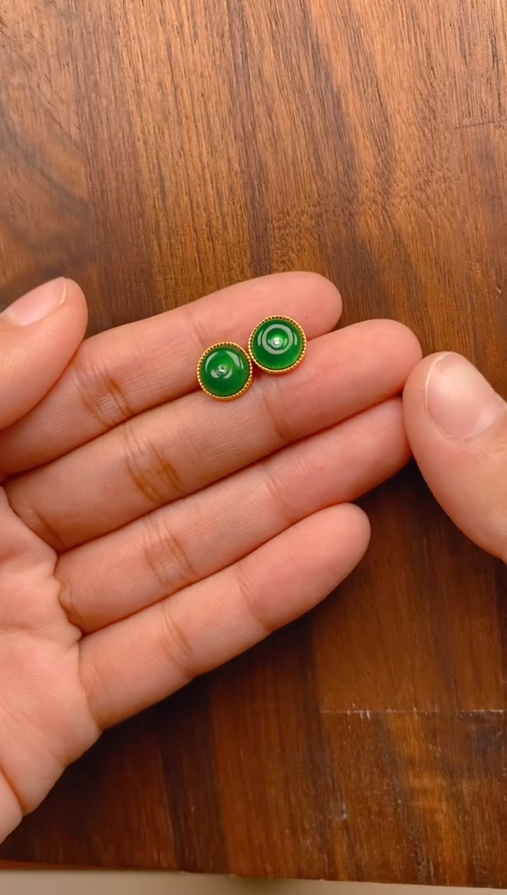 【闪购商品】翡翠耳饰银S925镶嵌平安扣耳钉