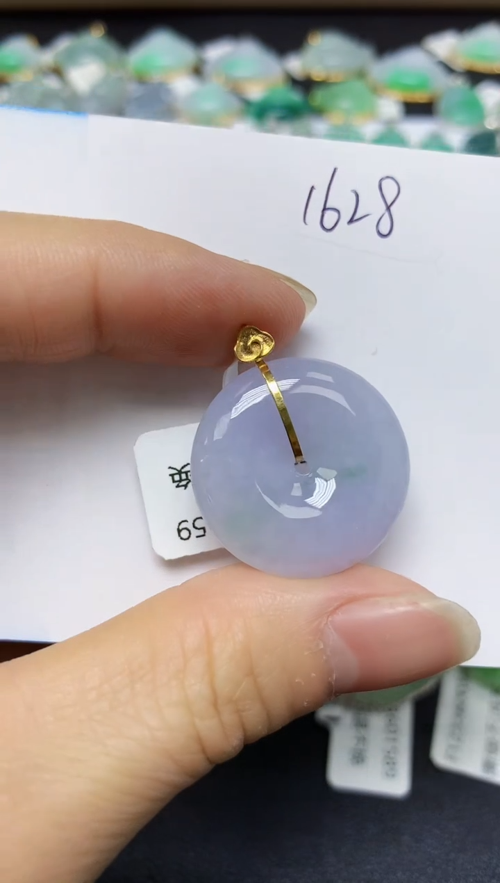 翡翠18K金镶嵌颈饰 天然翡翠A货