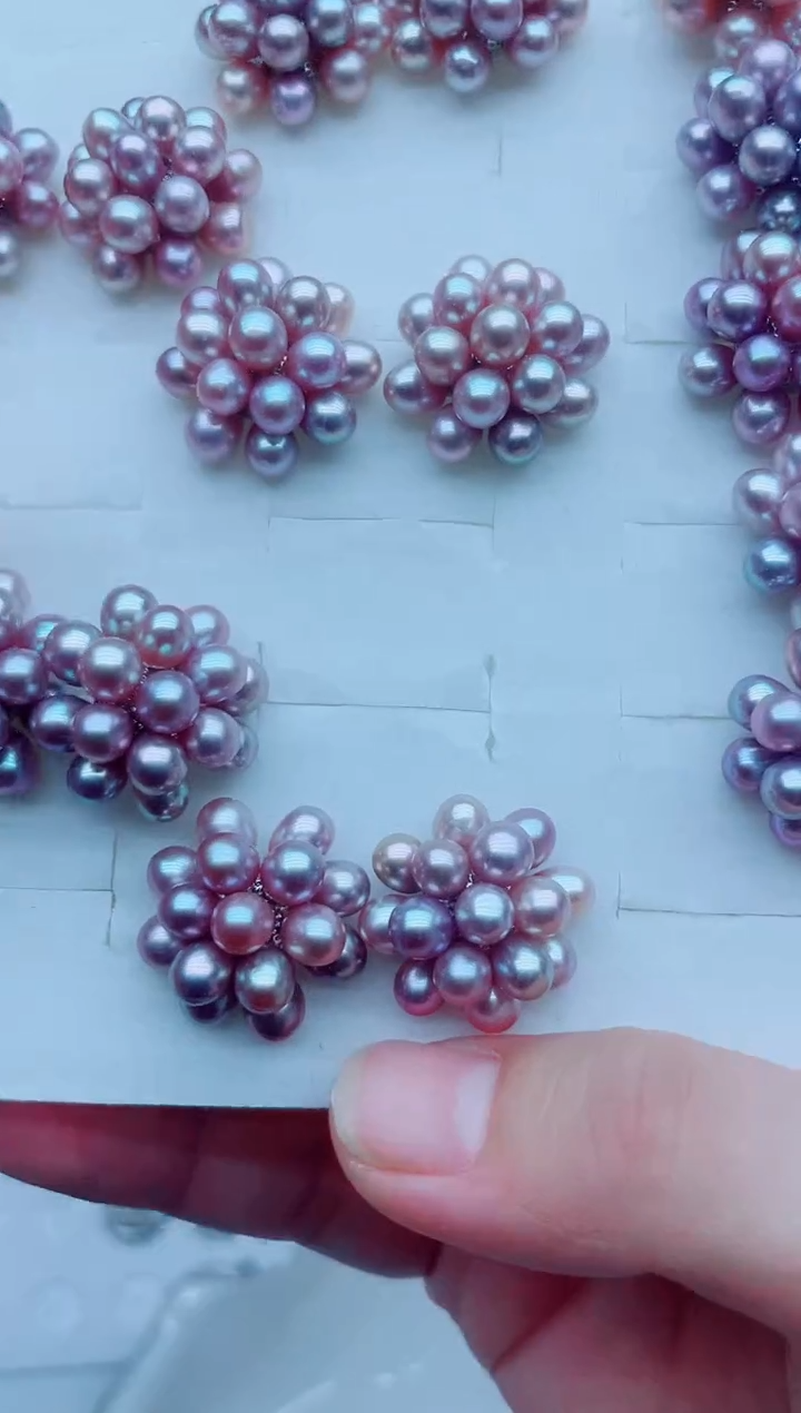 银S925镶嵌淡水珍珠耳饰耳钉多样性发其一