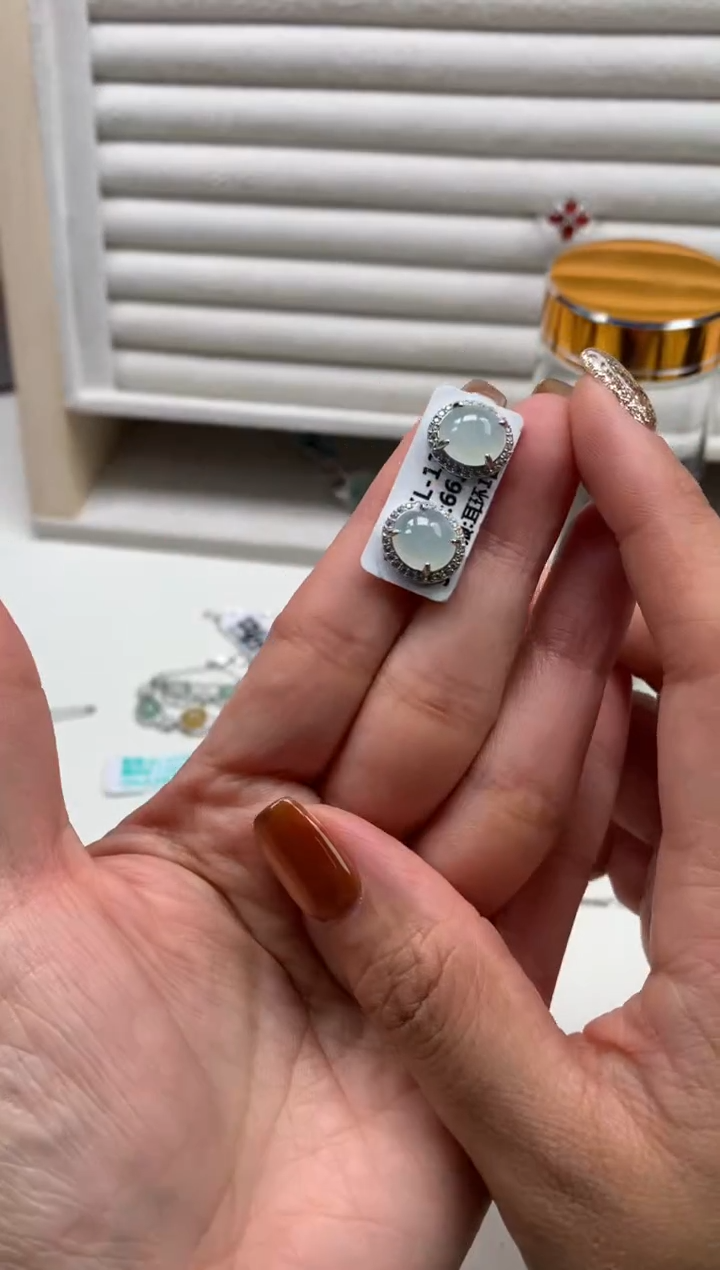 银S925镶嵌戒指翡翠耳饰