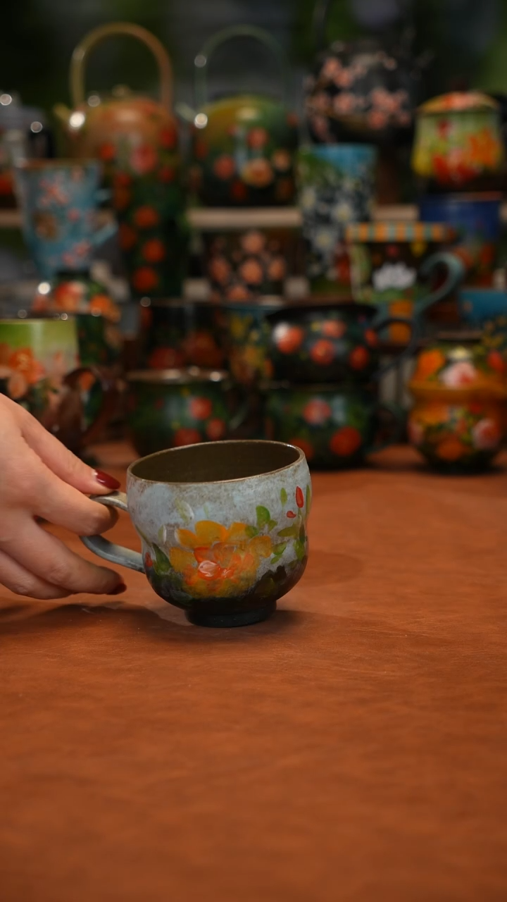 紫砂油画手绘釉下彩