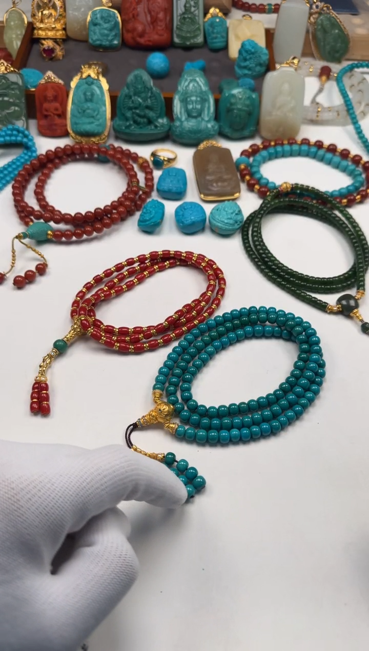 18K金镶嵌绿松石手串手串谈***～手串手串