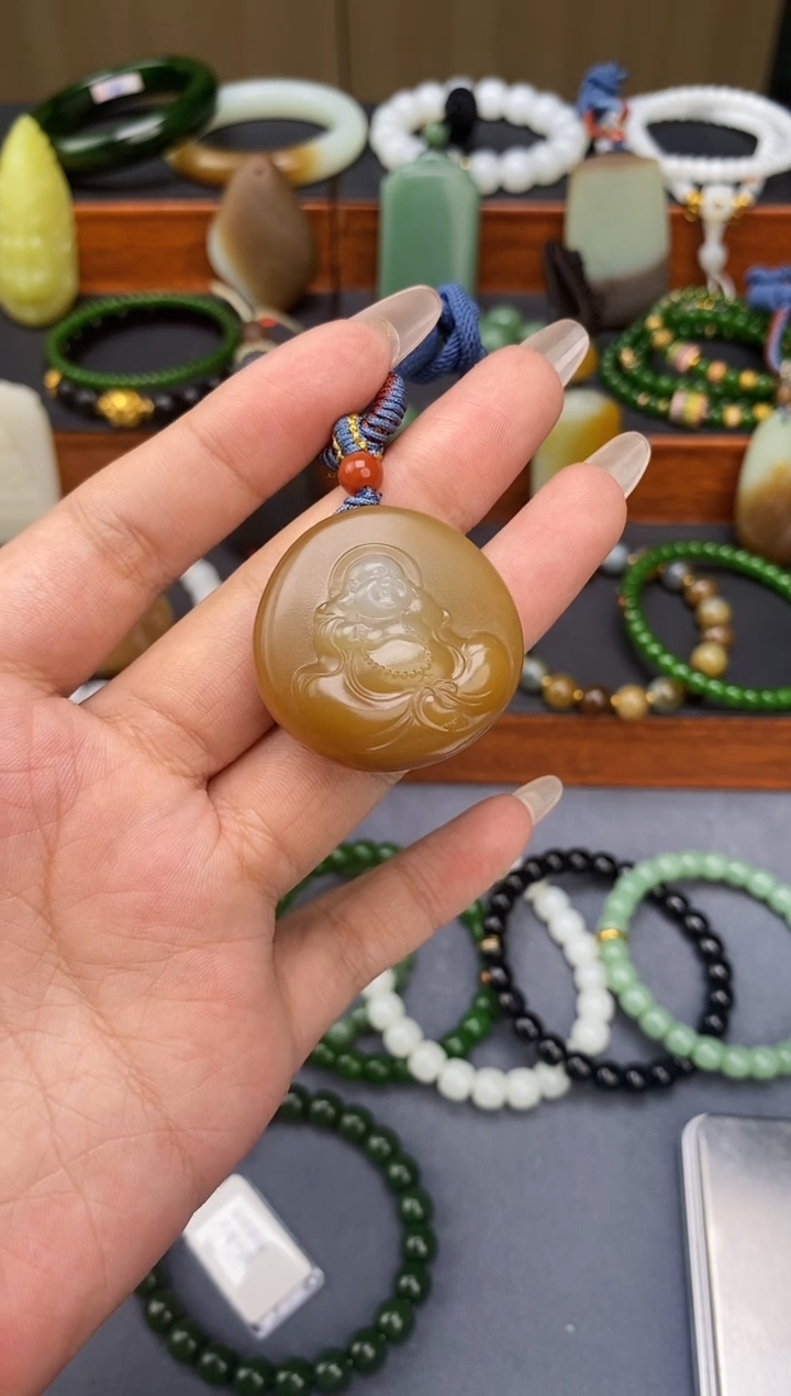 手串未镶嵌和田玉空**汉糖料弥勒佛