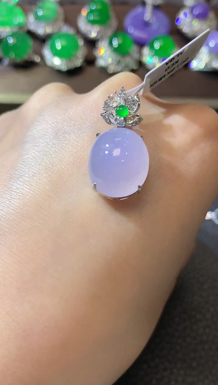 【闪购商品】翡翠吊坠(不含链)18K金镶嵌D28紫货有一定色差