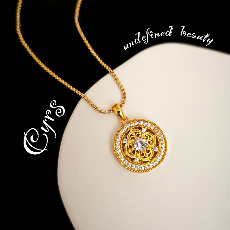 铜吊坠 克芮司Cyrs | 珑圆金韵 镀金小罗盘原创设计满钻爆闪轻奢