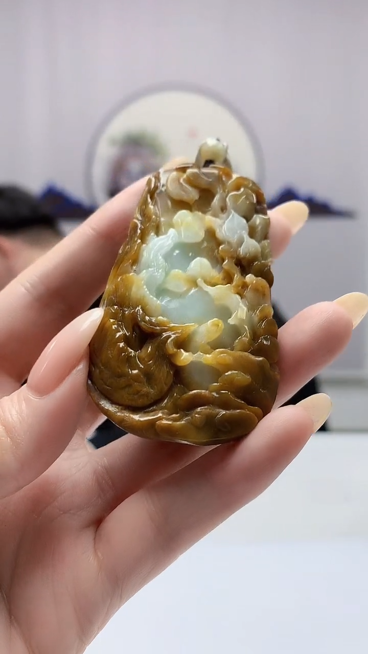 【闪购商品】定制翡翠未镶嵌5060DD-毛货挂件102