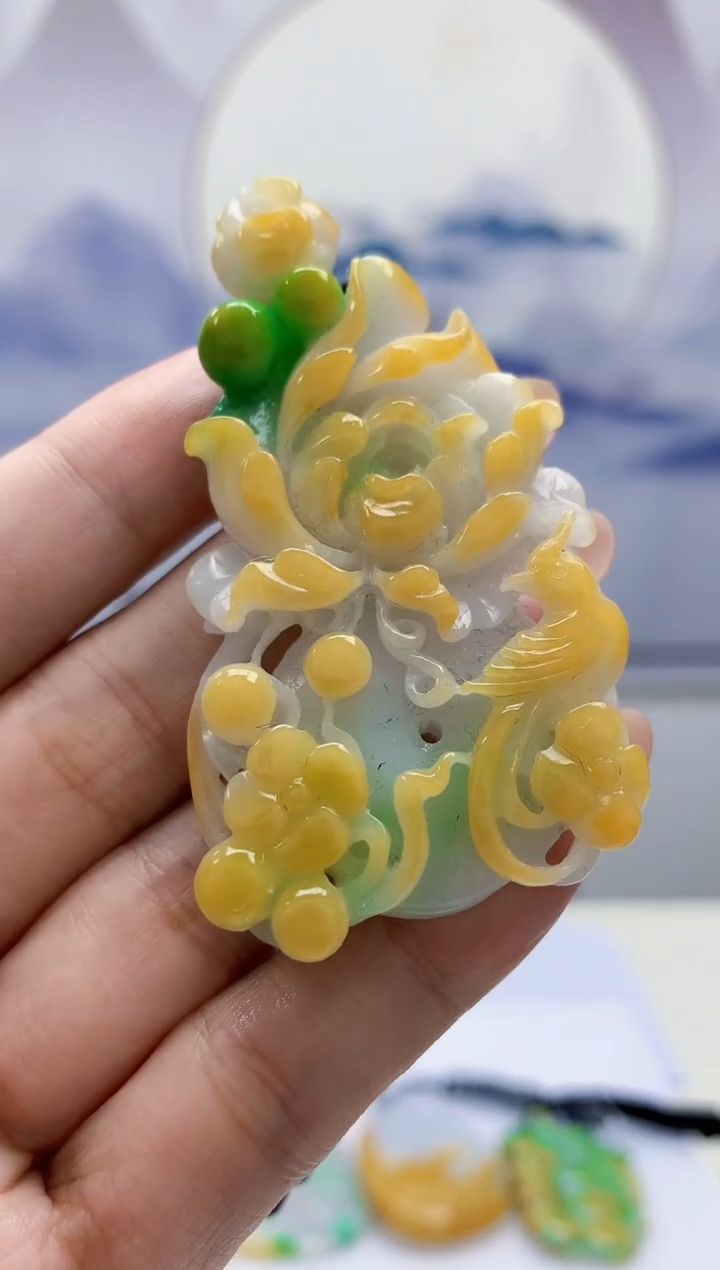 定制翡翠未镶嵌4829MM-毛货挂件86