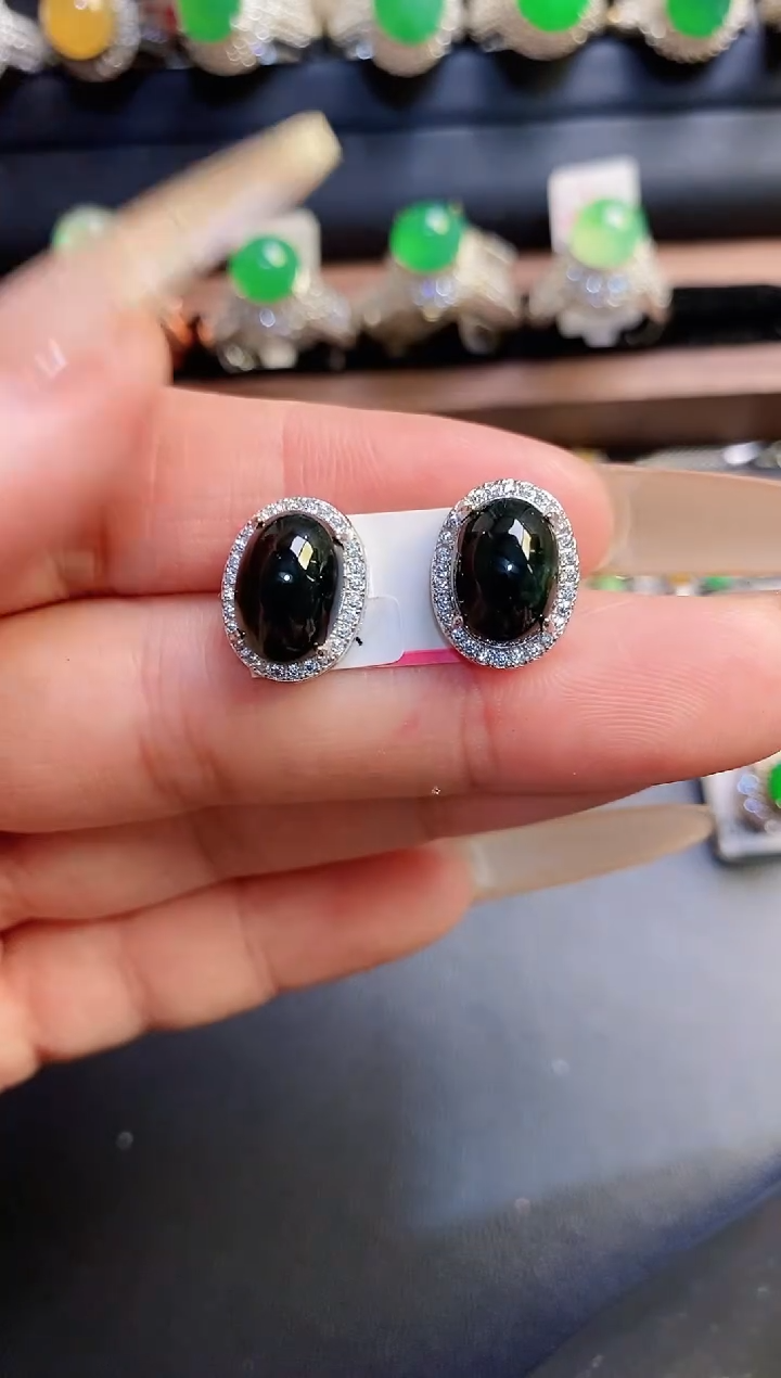 银S925镶嵌戒指翡翠天然