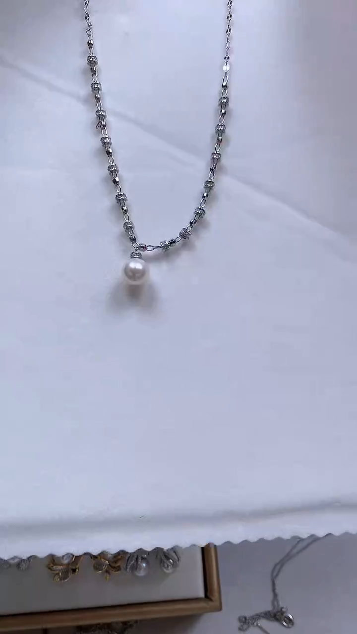 【闪购商品】海水珍珠颈饰银S925镶嵌海水珍珠镭射套链