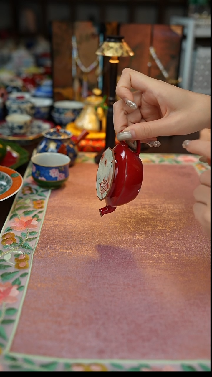 景德镇手工手绘三秋月全手工年年有鱼紫砂壶