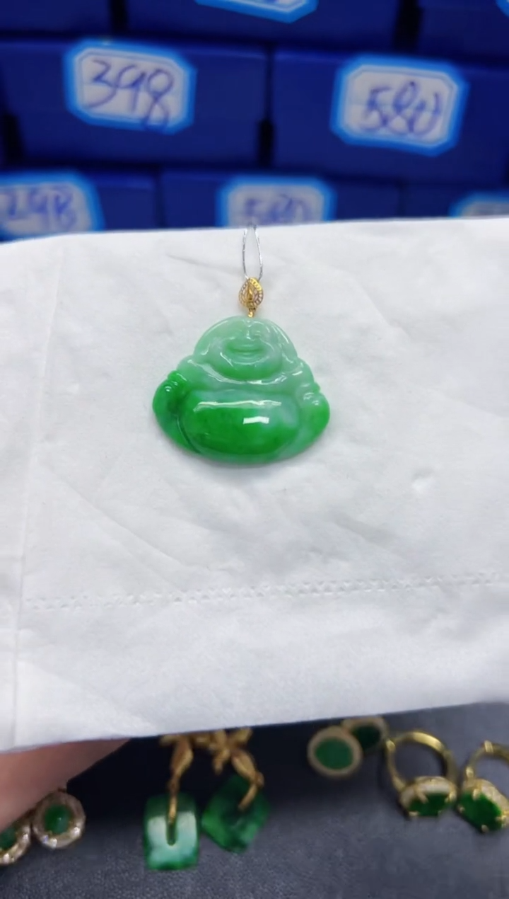 【闪购商品】翡翠颈饰18K金镶嵌Y缅料A货/支持复检/一件