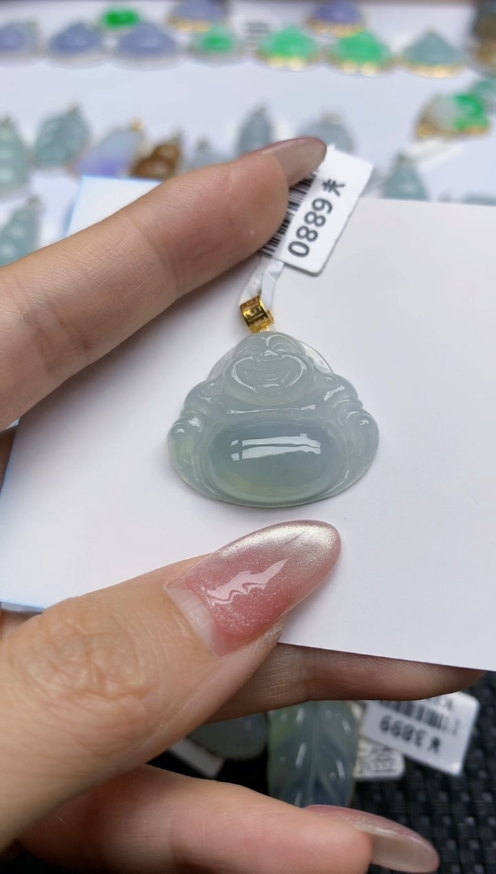 【闪购商品】翡翠挂件18K金镶嵌天然翡翠A货