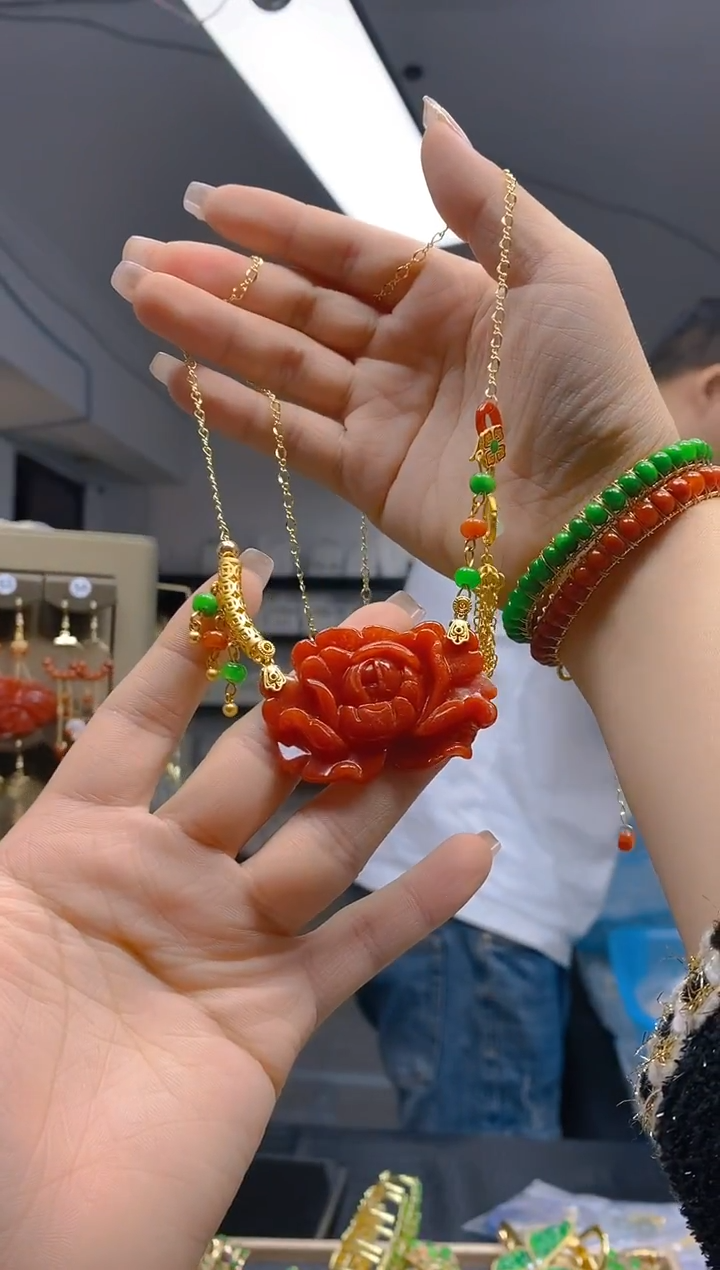 【闪购商品】翡翠耳饰合金469翡翠锁骨链