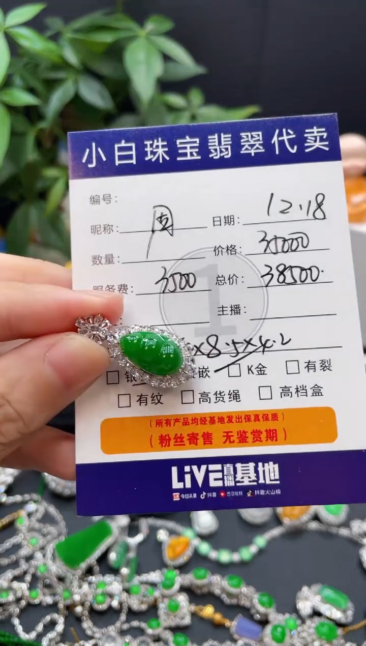 吊坠(不含链)18K金镶嵌翡翠因*吊坠