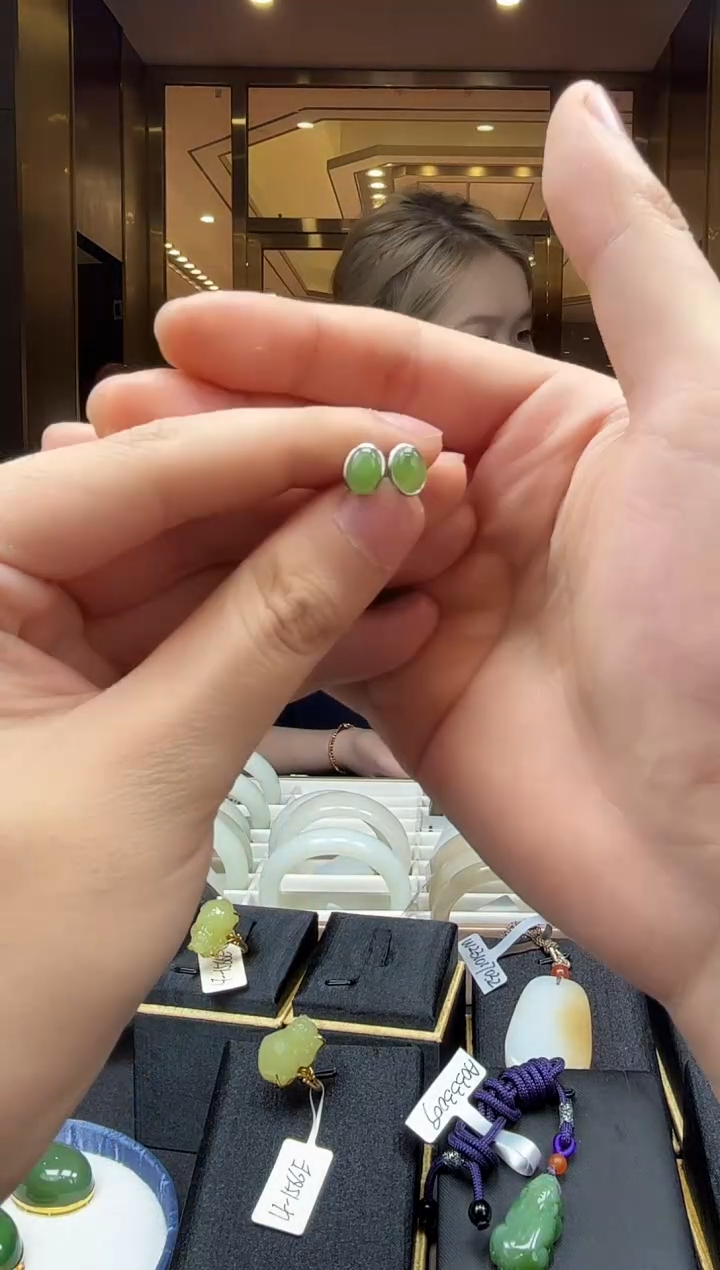 【闪购商品】和田玉耳饰银S925镶嵌SH2513 多样性发其一