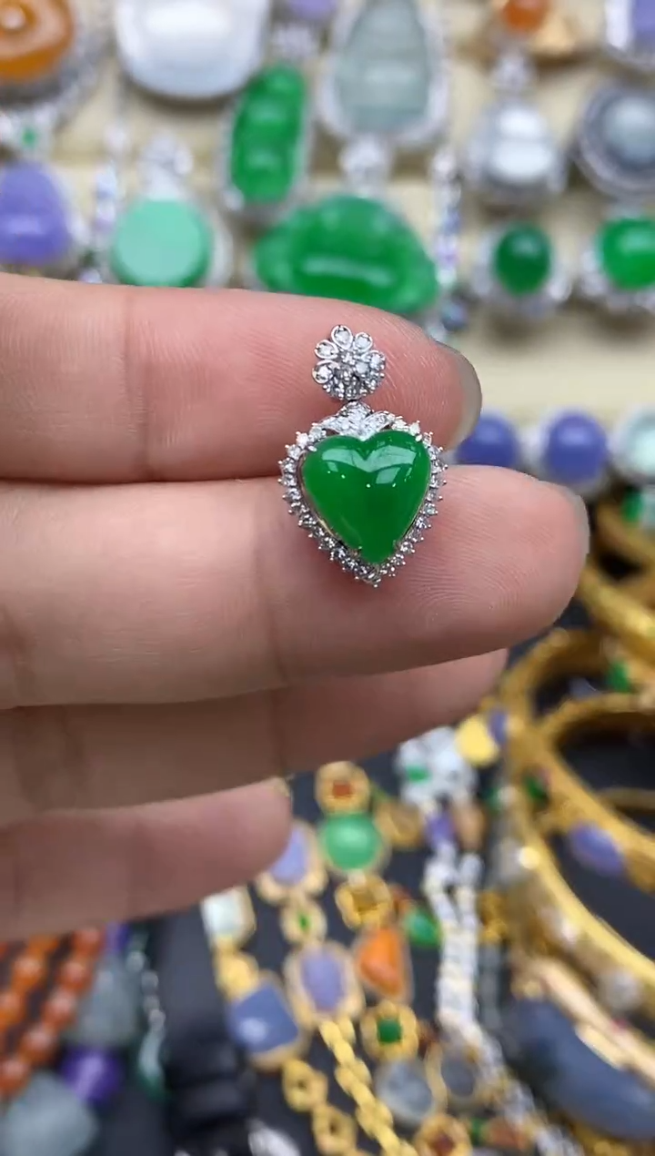 翡翠18K金镶嵌颈饰529-春日珠宝