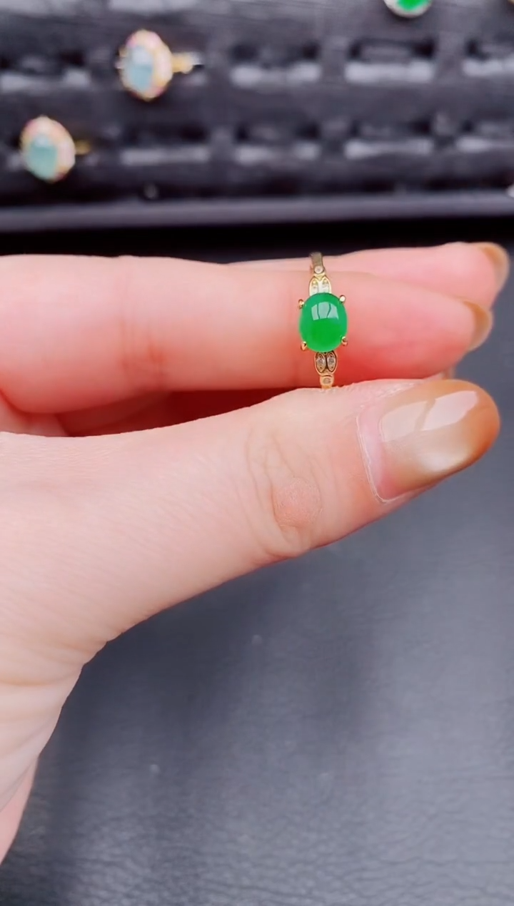 【闪购商品】翡翠戒指银S925镶嵌天然a货翡翠266