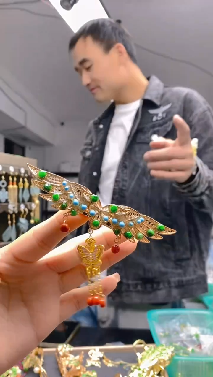 【闪购商品】翡翠耳饰合金0140翡翠发簪