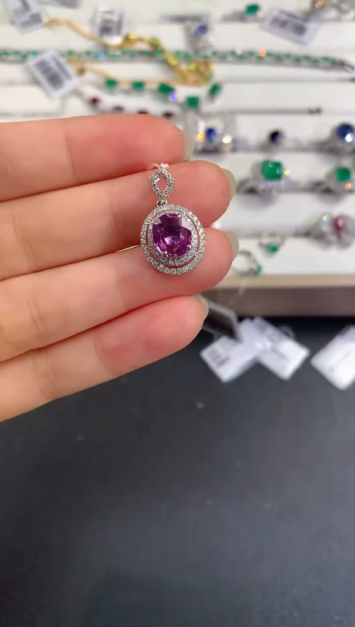 【闪购商品】彩色蓝宝石吊坠18K金镶嵌D274|8800