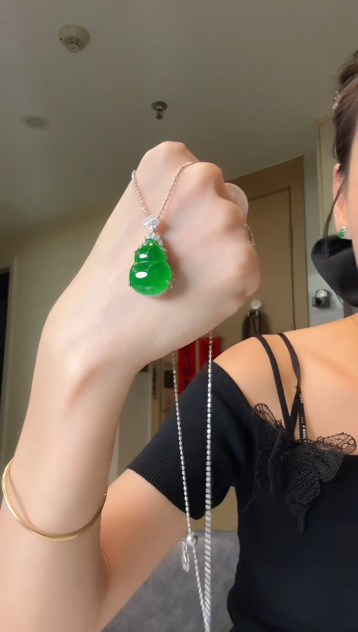 翡翠银S925镶嵌吊坠(不含链)天然翡翠吊坠