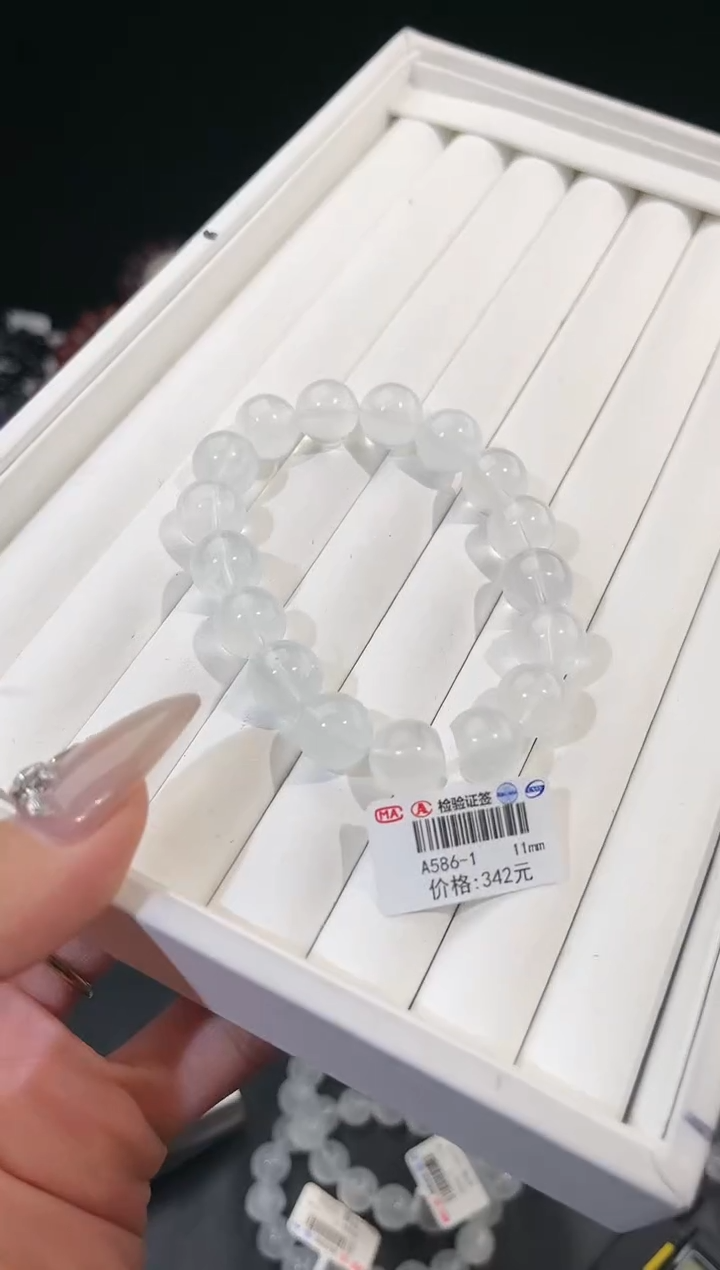 【闪购商品】萤石手链未镶嵌多样性发一白萤石11mm