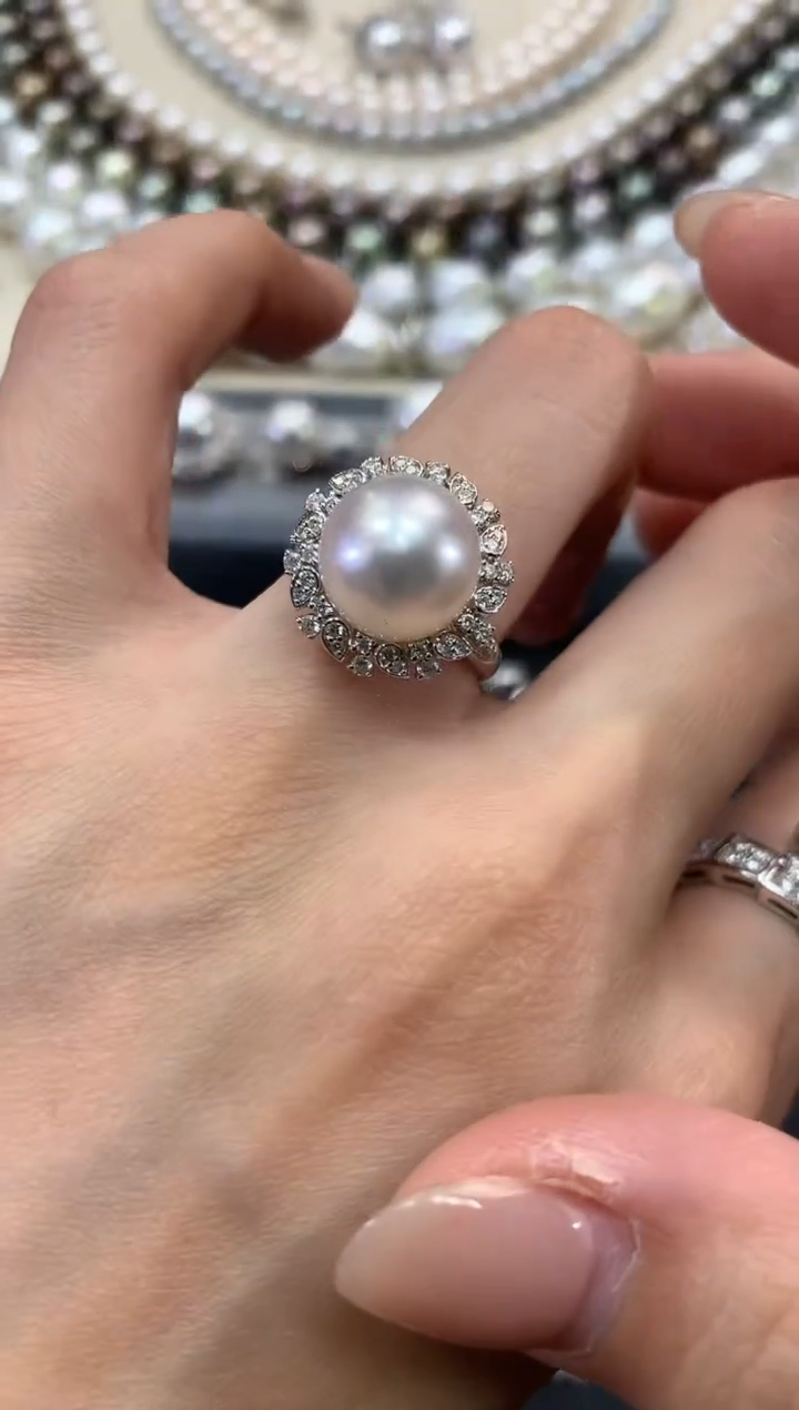 【闪购商品】海水珍珠戒指18K金镶嵌w68     