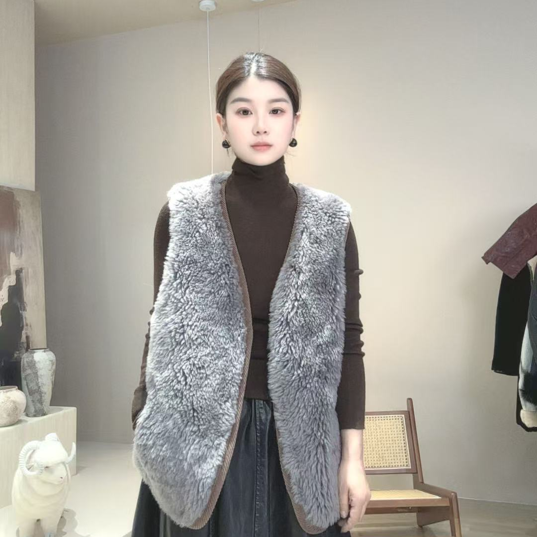 慵懒风全羊毛马甲3066