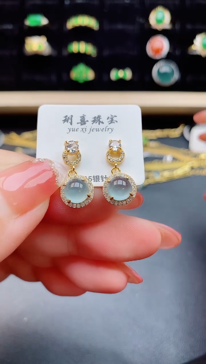 【闪购商品】翡翠耳饰银S925镶嵌1211212