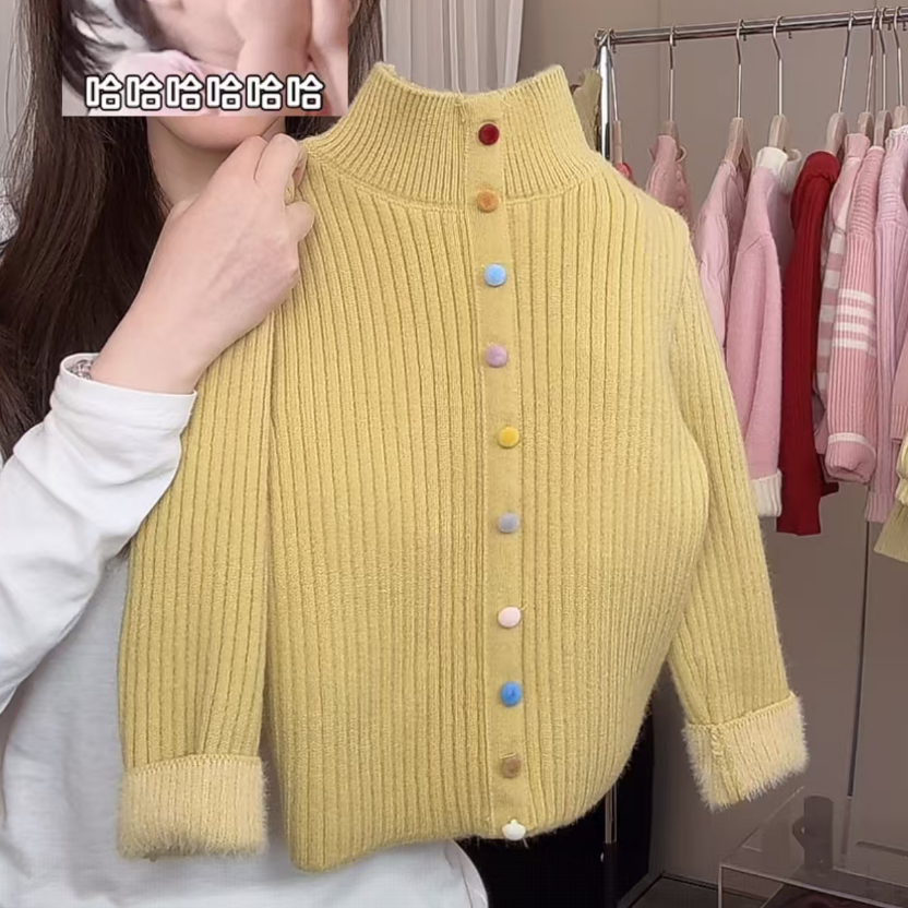 【现货】女童冬季休闲针织衫洋气高领保暖女宝宝时尚休闲长袖毛衣