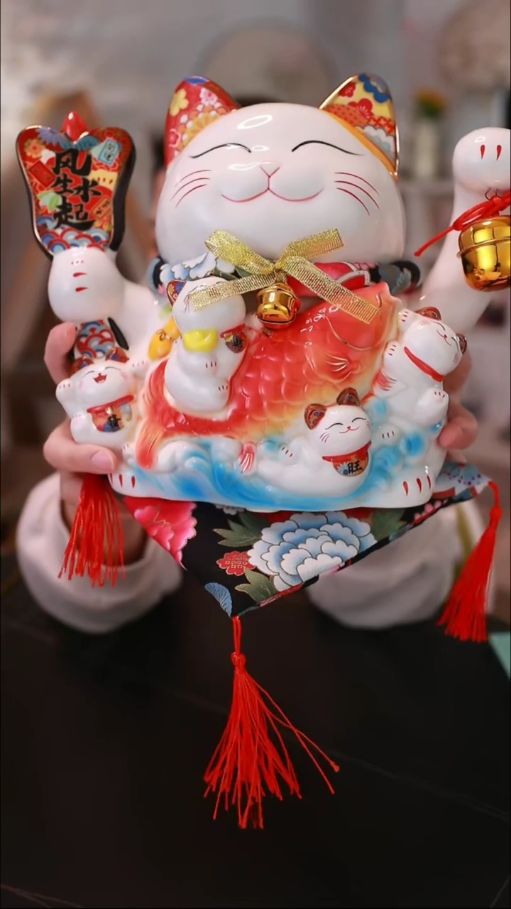 【闪购商品】`11寸风生水起招财猫<E602>