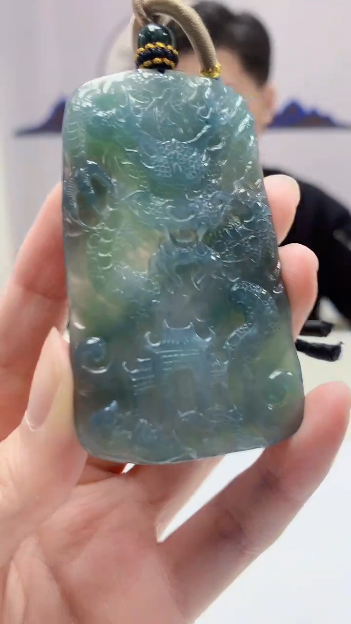 【闪购商品】定制翡翠未镶嵌4917zm-毛货挂件137龙牌