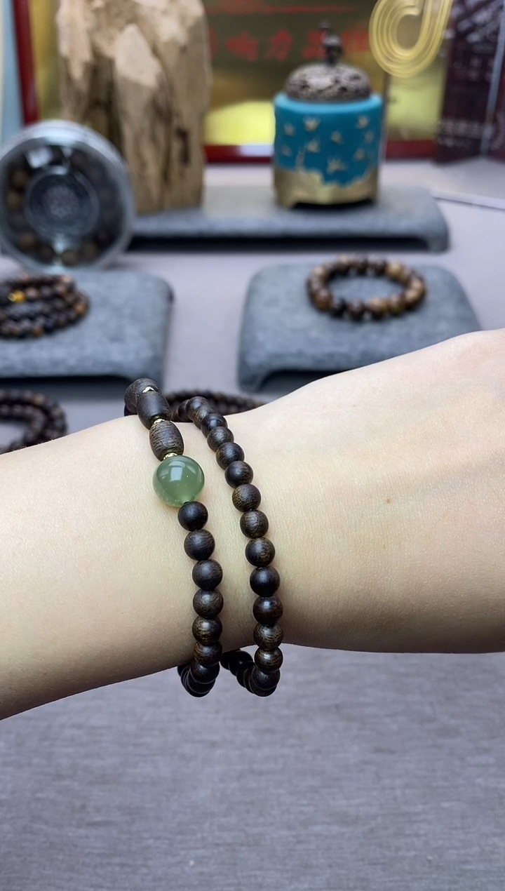 【闪购商品】沉香手串顺化紫棋05+白棋8颗 双圈沉水