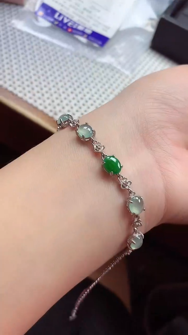 【闪购商品】翡翠手链银S925镶嵌 手链