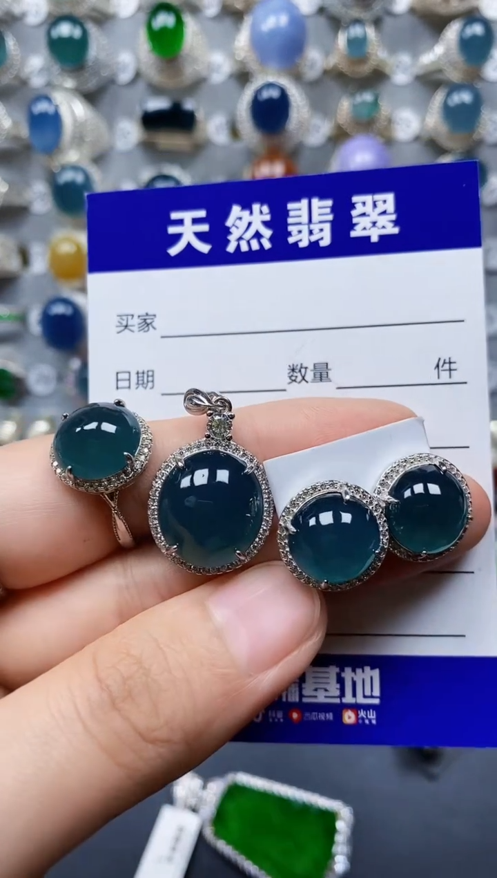 翡翠银S925镶嵌颈饰0154