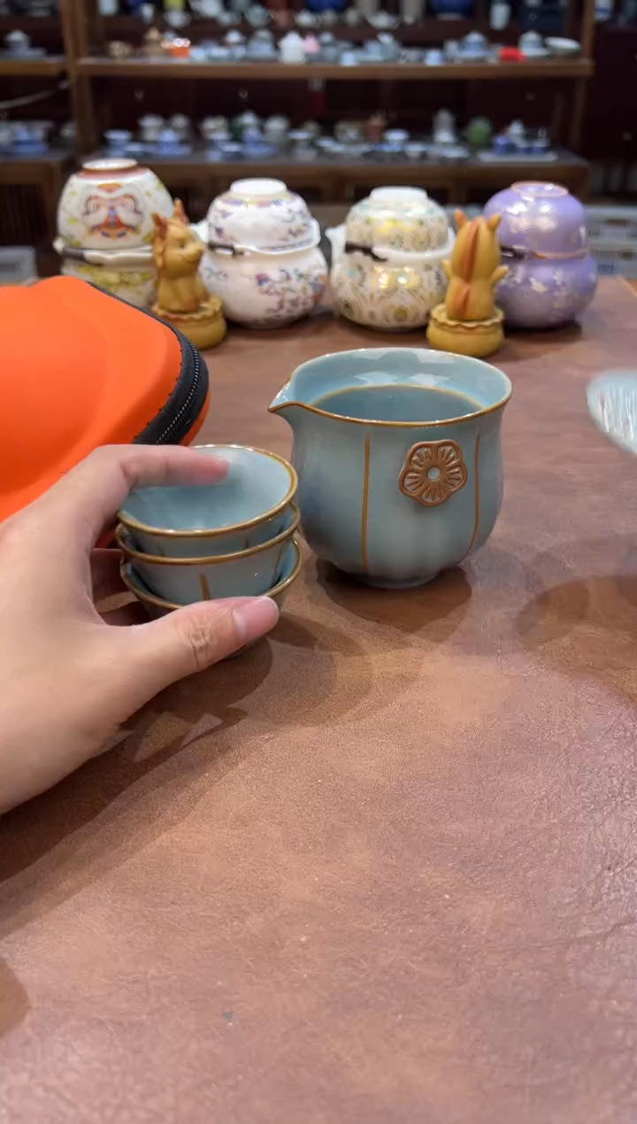 真的很便宜超好看会开片的旅行茶具