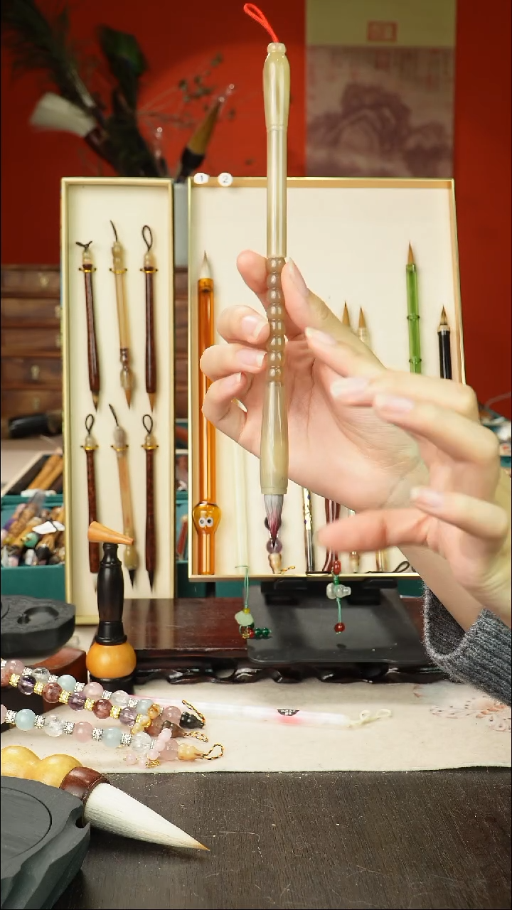 16号孤品高货毛笔链接 清水试笔 蘸墨不退