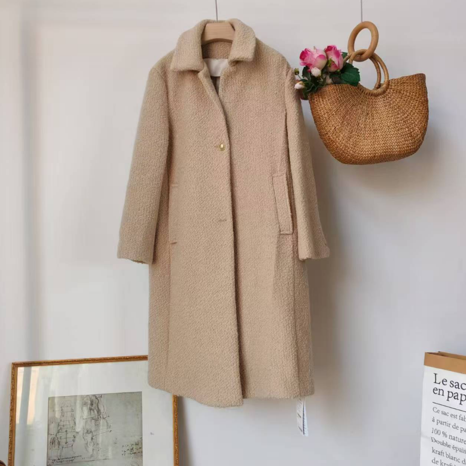 【孤品】中长款外套女韩版小个子宽松气质大衣08144