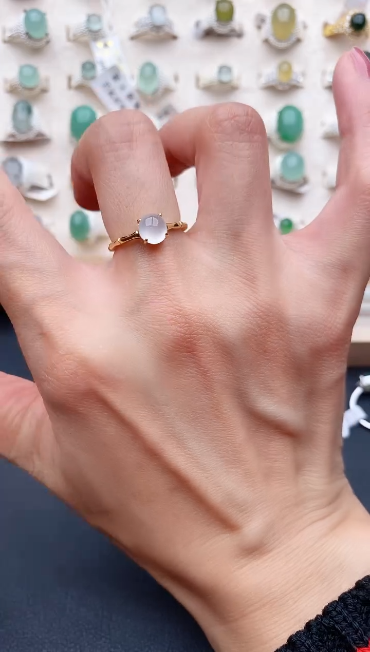 【闪购商品】翡翠戒指银S925镶嵌缅甸天然翡翠111   10-3