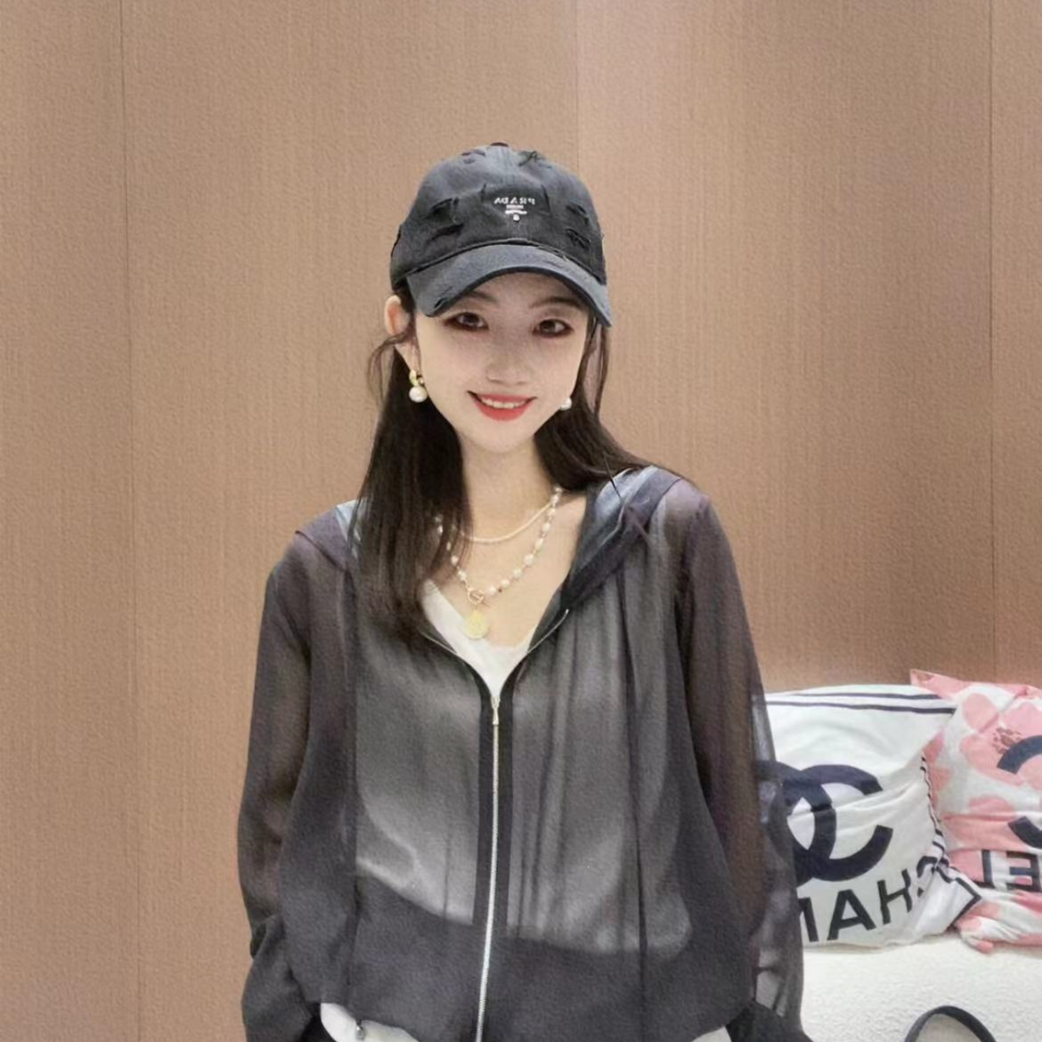 《CHUN》净色连帽桑蚕丝外套