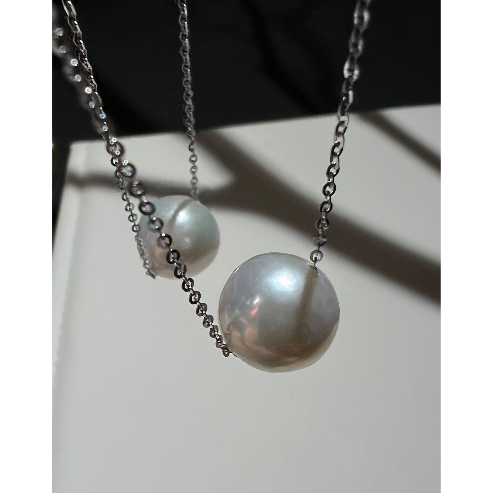 JUNMU925银项链路路通单颗珍珠项链转运珠锁骨链百搭时尚吊坠链