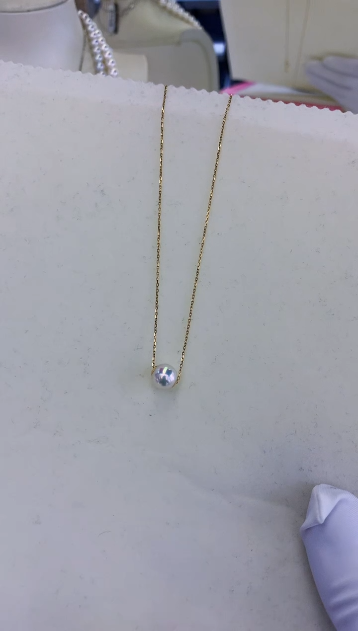 18K金镶嵌饰品海水珍珠7-8路路通不含金链