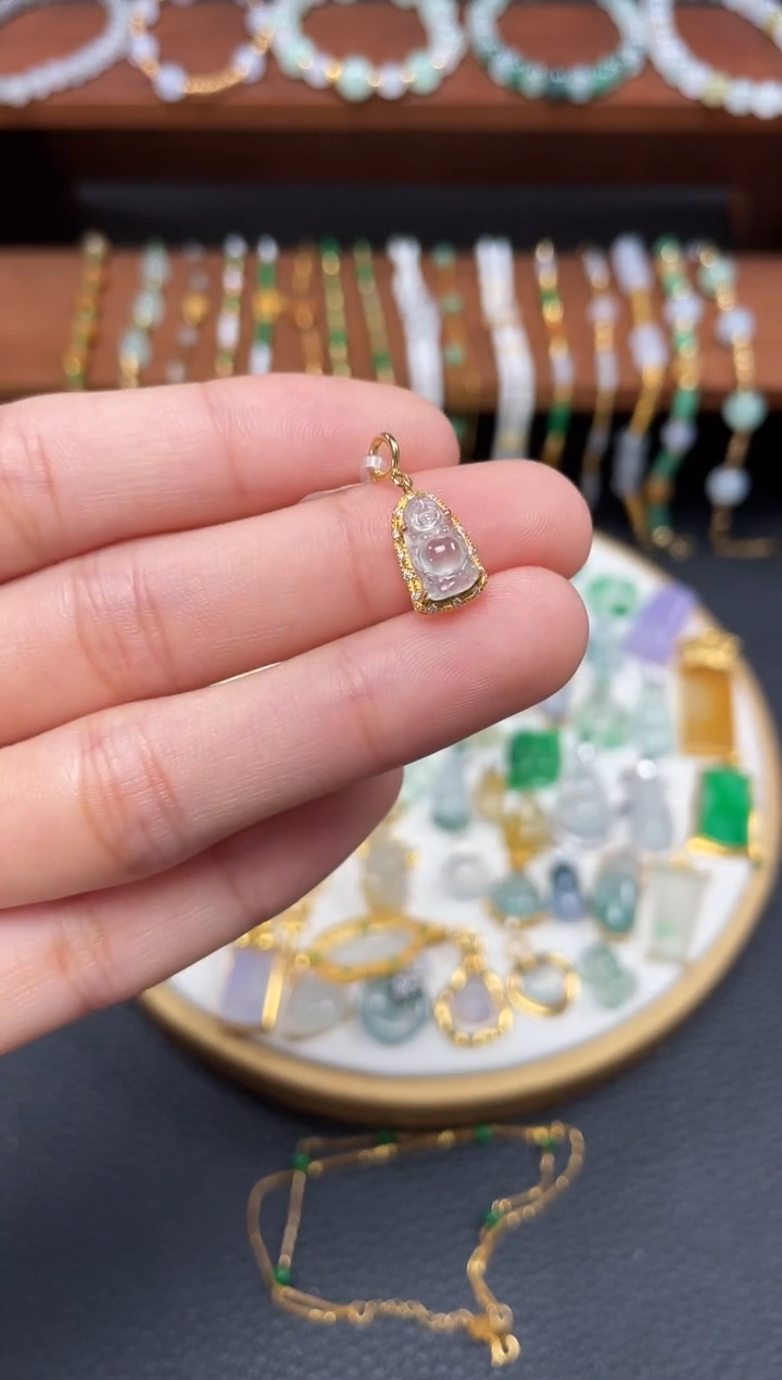 【闪购商品】翡翠吊坠(不含链)18K金镶嵌一个  JK231