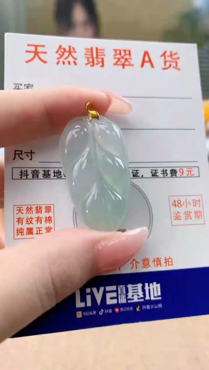 颈饰18K金镶嵌翡翠天然A货翡翠挂件