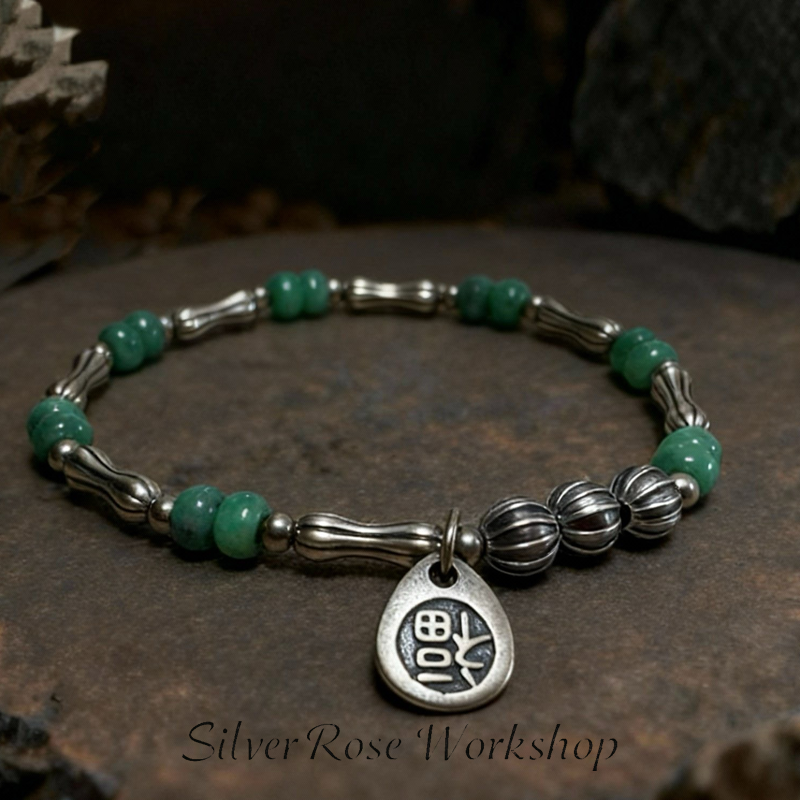 925银仿水晶手链 蓝色民族风时尚复古风配饰手工