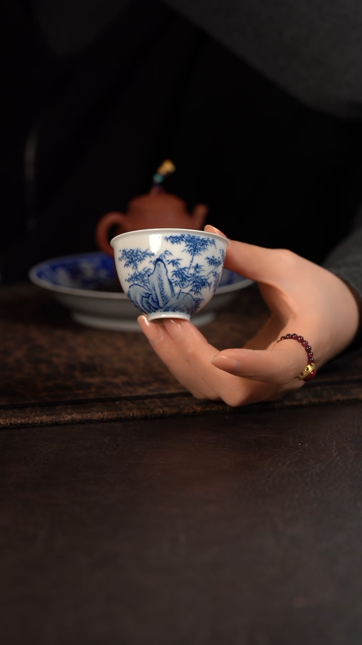 【闪购商品】杯HLX陶瓷灵石竹子小鸡心杯 随机