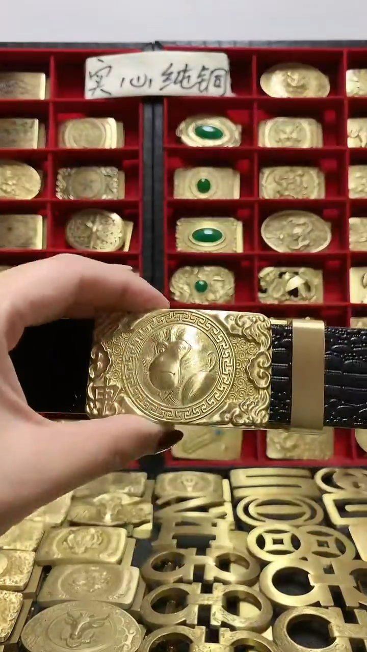 纯铜腰带扣头3.5宽自动扣猴