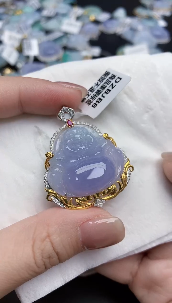 【闪购商品】翡翠颈饰18K金镶嵌天然缅甸翡翠A货