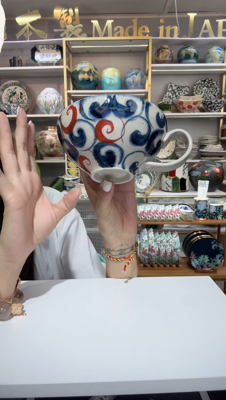 瓷宗山窑早餐杯矮款-赤绘旋涡一只