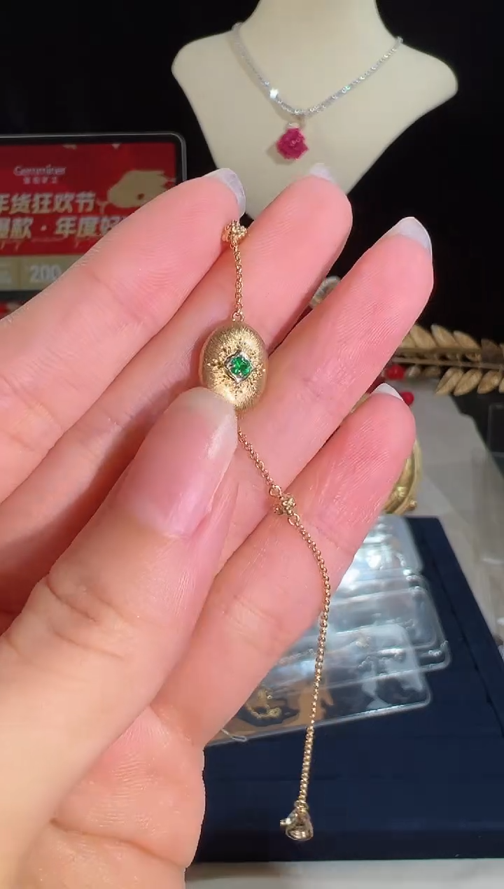 【闪购商品】祖母绿手链18K金镶嵌BB1483#-W+Y#48