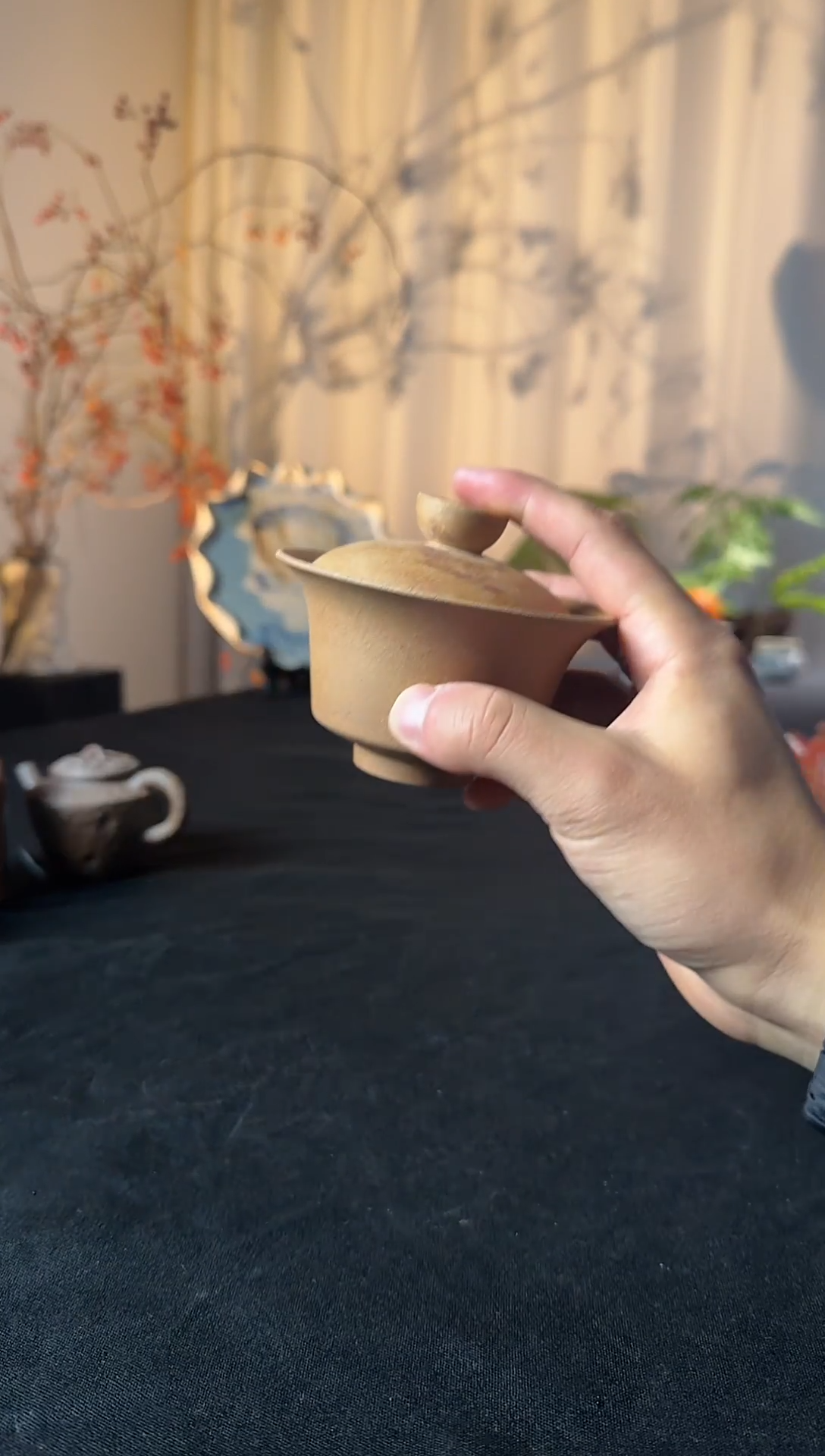 摆件陶老岩泥 马蹄盖碗